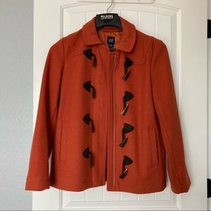 Burnt orange wool pea coat